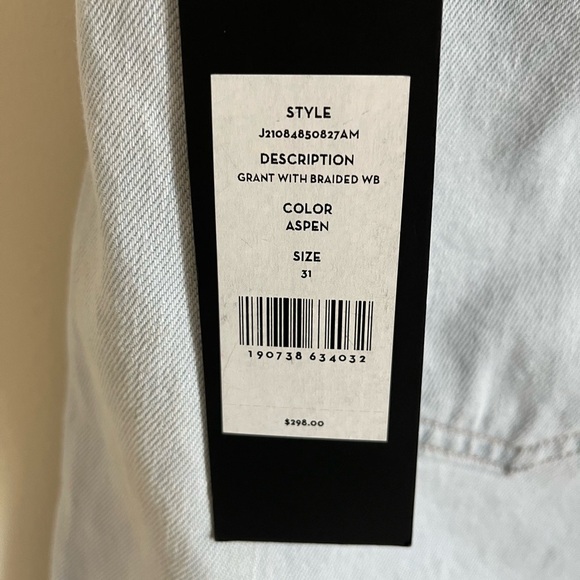 Veronica Beard Grant Wide Leg Jeans Braided High Waist Size 31 Aspen Wash - Picture 7 of 16